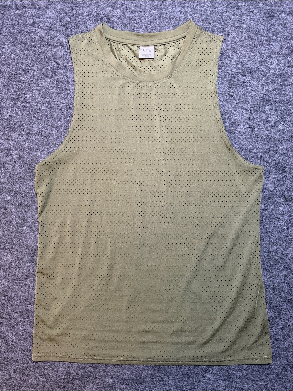 ZYIA Active Tank Top Womens Size L Olive Green Mesh Sleeveless Athleisure